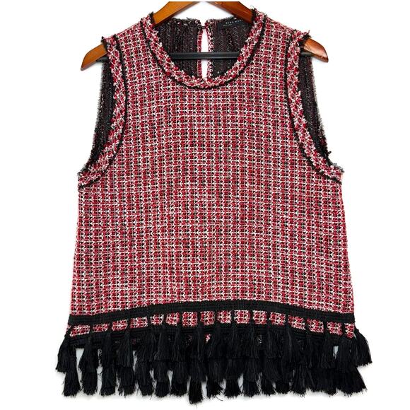 Zara Medium Colorful Tweed Fringe Sleeveless Top Beach Boho Chic Indie Lagenlook - Picture 3 of 12